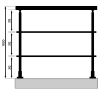 Garde-corps alu thermolaqué RAL 7016 (gris anthracite), 2 lisses horizontales, fixation française, hauteur finie de 1.02m Espacement des lisses : Equidistantes