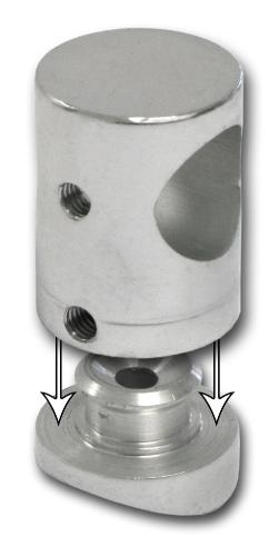 Liaison aluminium pour lisse ronde Ø16mm à fixer sur poteau Ø40mm en 2 parties